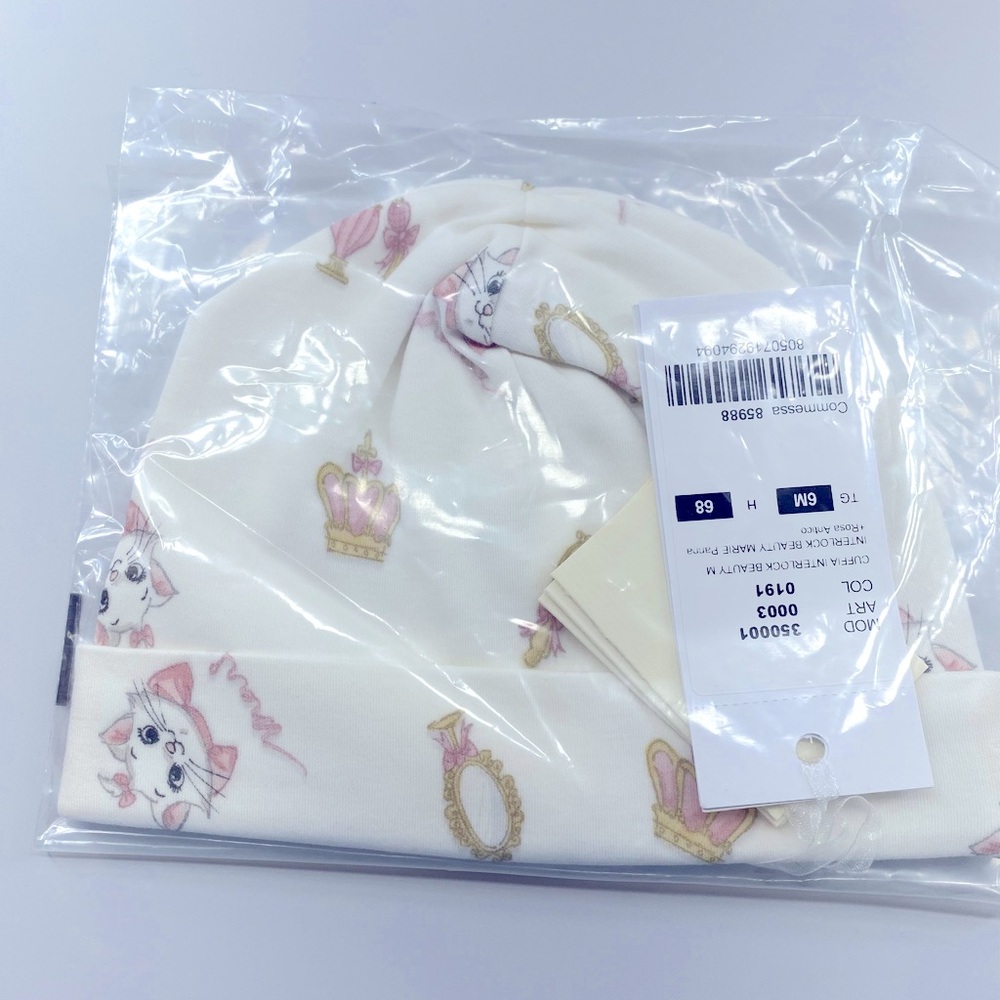 Monnalisa Baby Girls Ivory Cotton Disney Marie Aristocats Hat - NWT - 6 Months